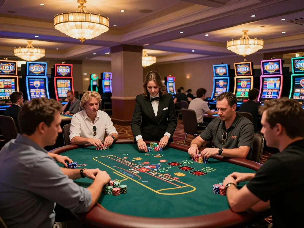 Players engaging in strategic gameplay at SC88 casino floor with excitement visible