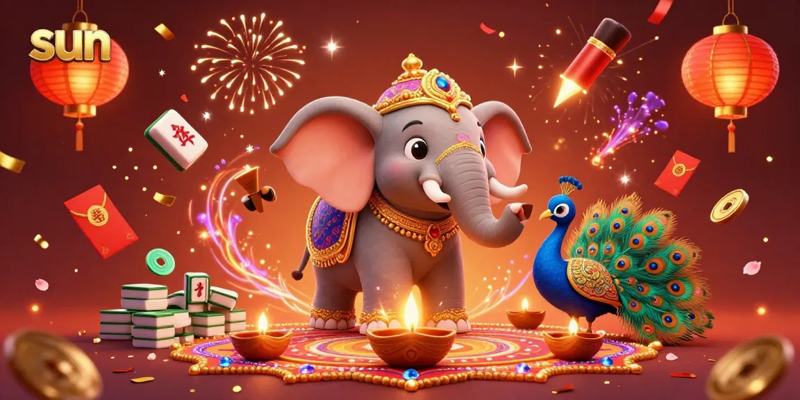 Engage in thrilling gaming with sun-themed vibrant illustration of casino elements and festivities.