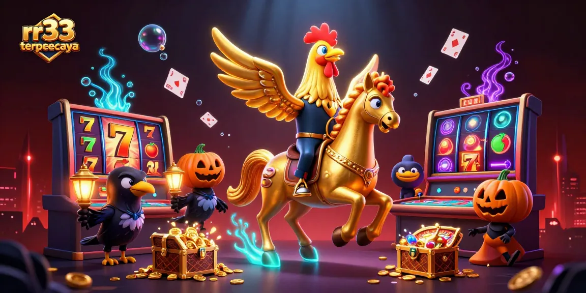 Experience the thrill of rr33 terpercaya with vibrant casino games and dynamic elements in this illustration.