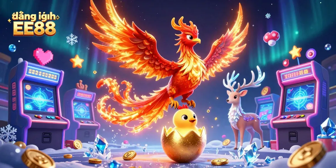 Experience the thrill of đăng nhập EE88 with vibrant casino elements and a magical 3D scene.