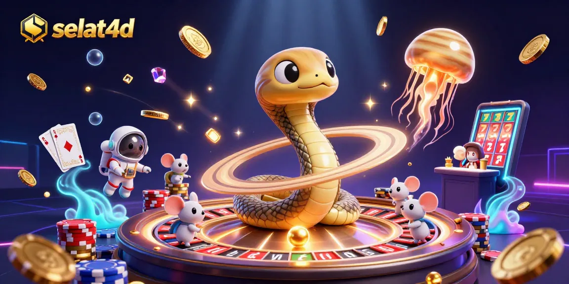 Engage in thrilling cosmic roulette with selat4d's dazzling gaming universe featuring vibrant characters.