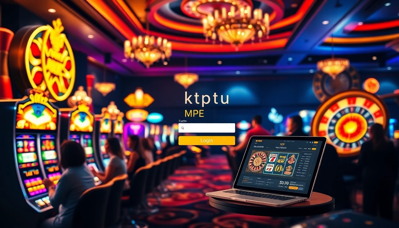 KTPJITU login screen displayed amidst a luxurious casino atmosphere, inviting players to explore exciting slot games.