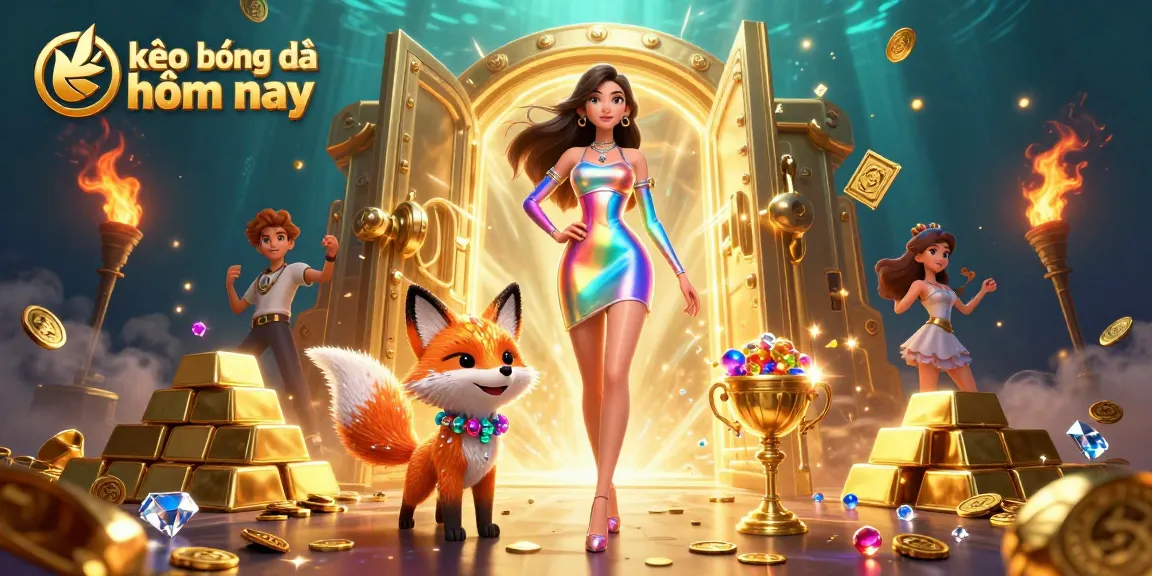 Engage in kèo bóng đá hôm nay with vibrant 3D art featuring treasures and a stunning character.