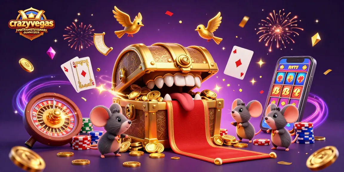 Engage with crazyvegas real money casinos australia through this immersive illustration showcasing treasure and excitement.