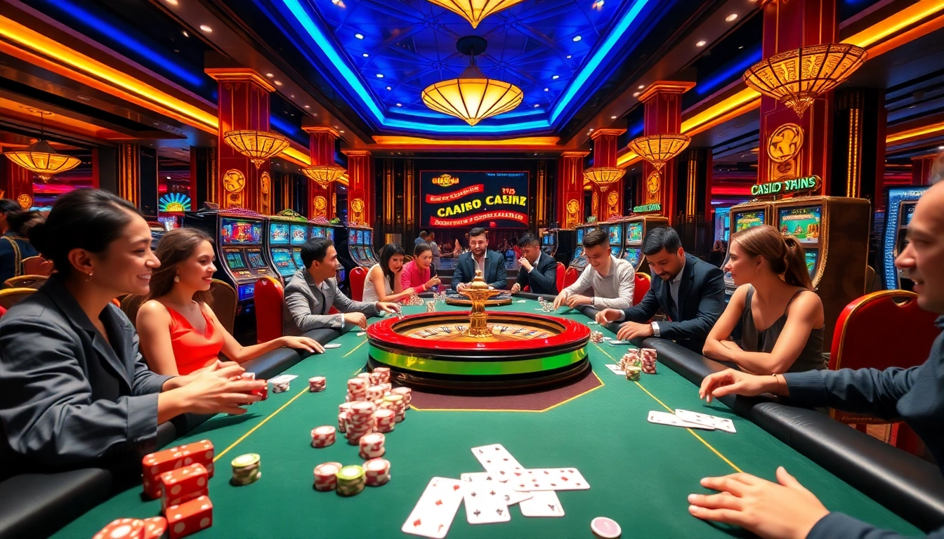 Winning at the casino, featuring trang chủ jbo tables with poker chips and players immersed in the game.