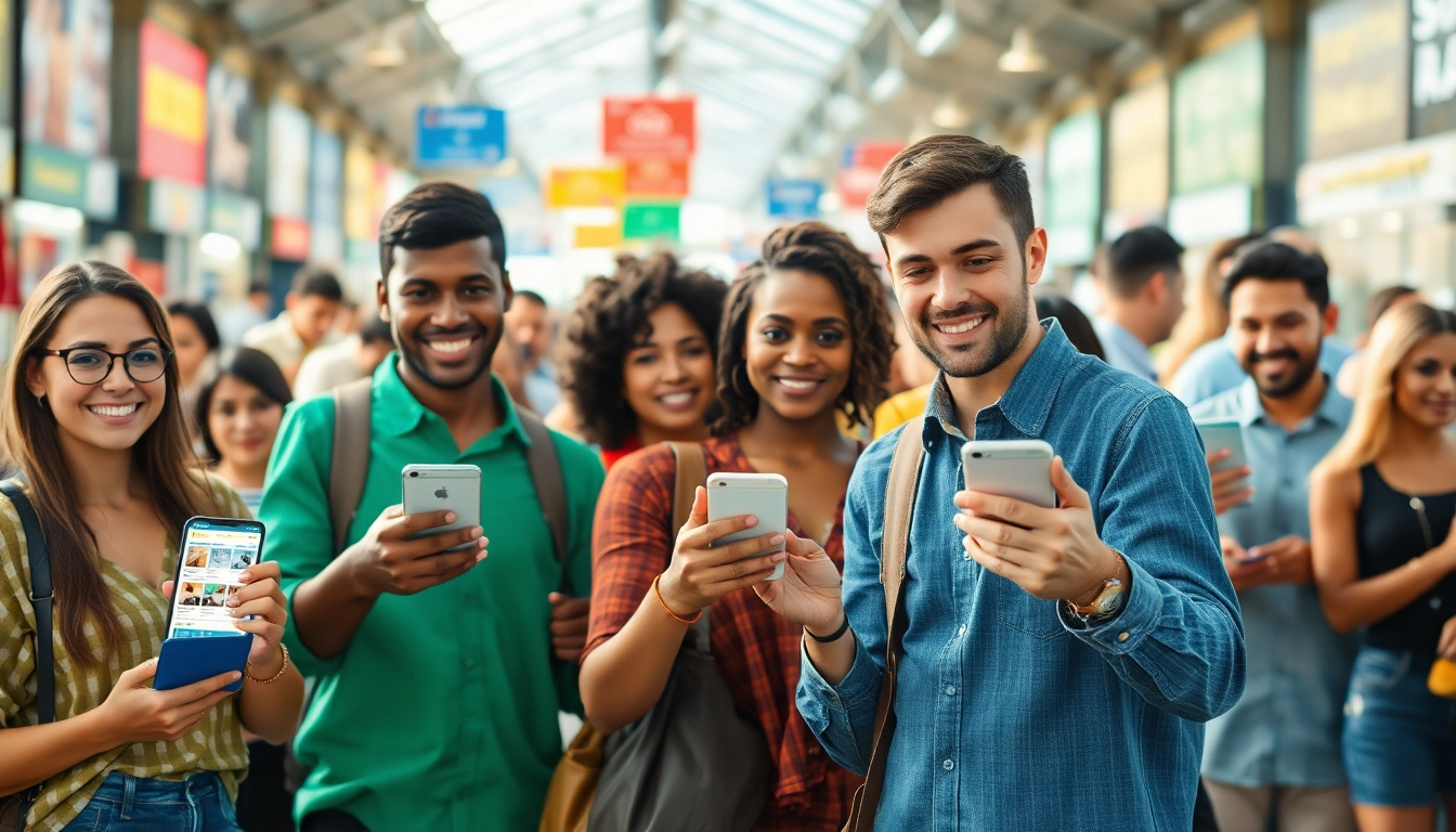 Engaging Hela Add classified ads marketplace scene featuring diverse users showcasing listings.
