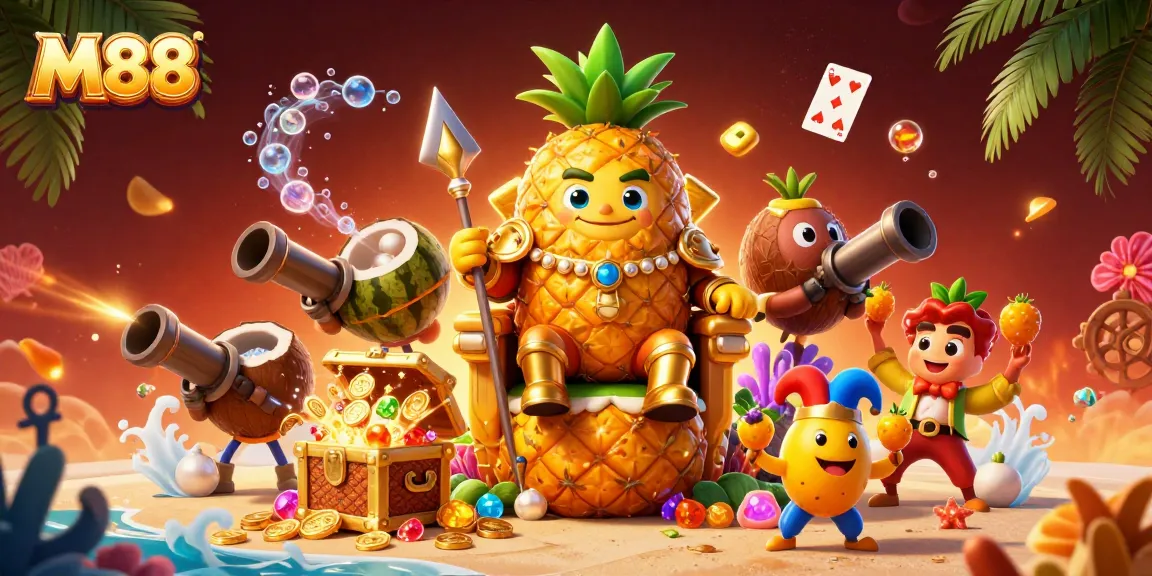Engage in exciting M88 casino gaming with vibrant characters and action-packed elements.
