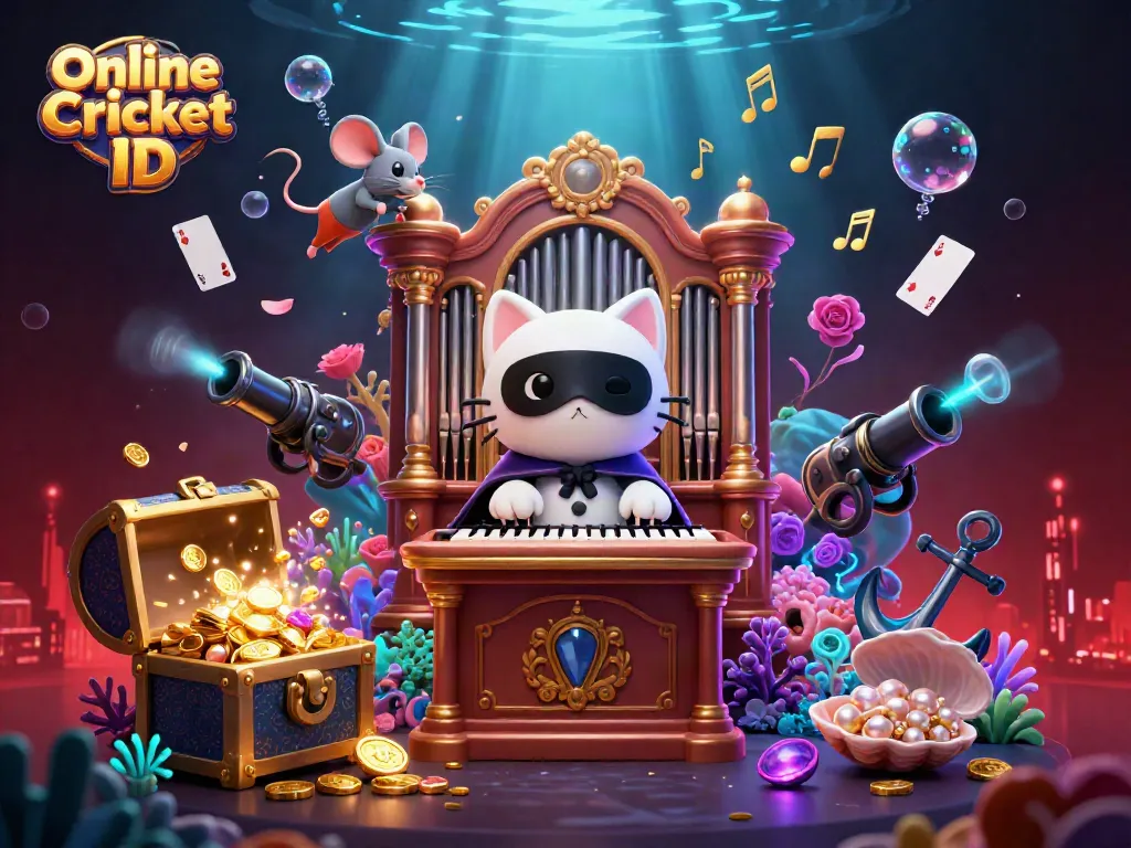 Experience thrilling betting with Online Cricket ID featuring a dynamic casino scene with vibrant characters.