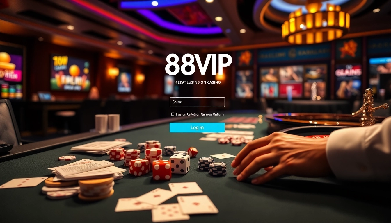 Excited gambler logging in to Đăng Nhập Nhà Cái 68VIP with vibrant casino games and chips.