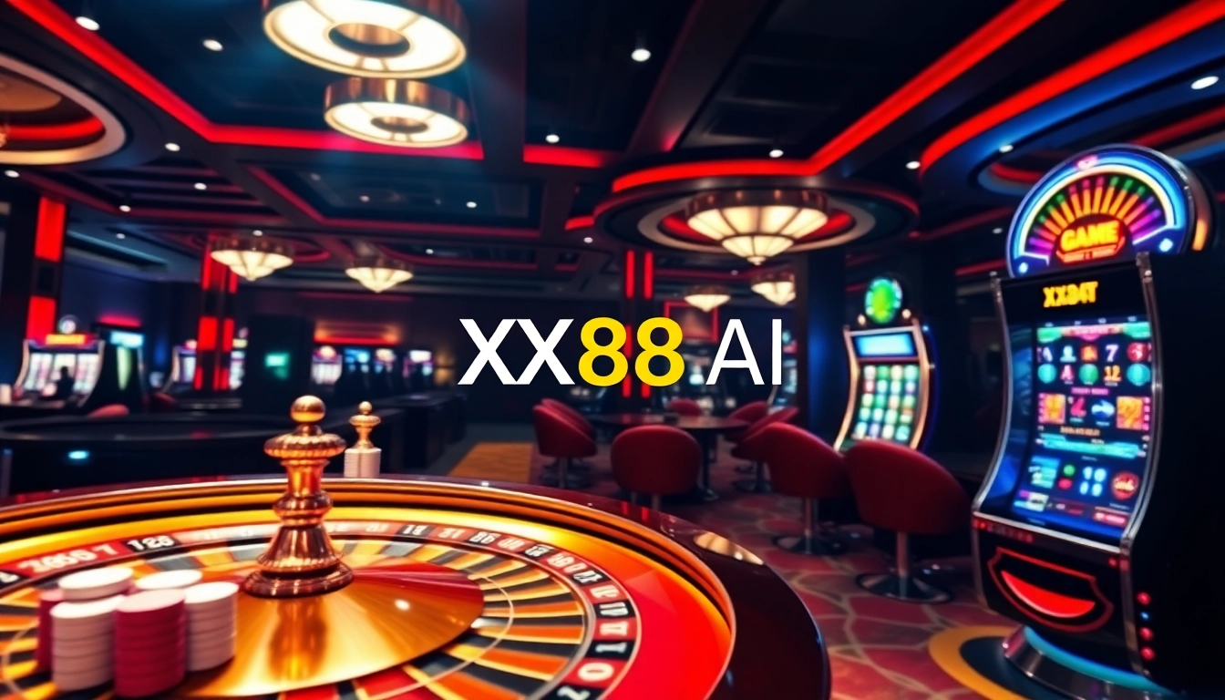 Experience the excitement of winning at XX88.AI with vibrant casino tables and engaging gaming elements.