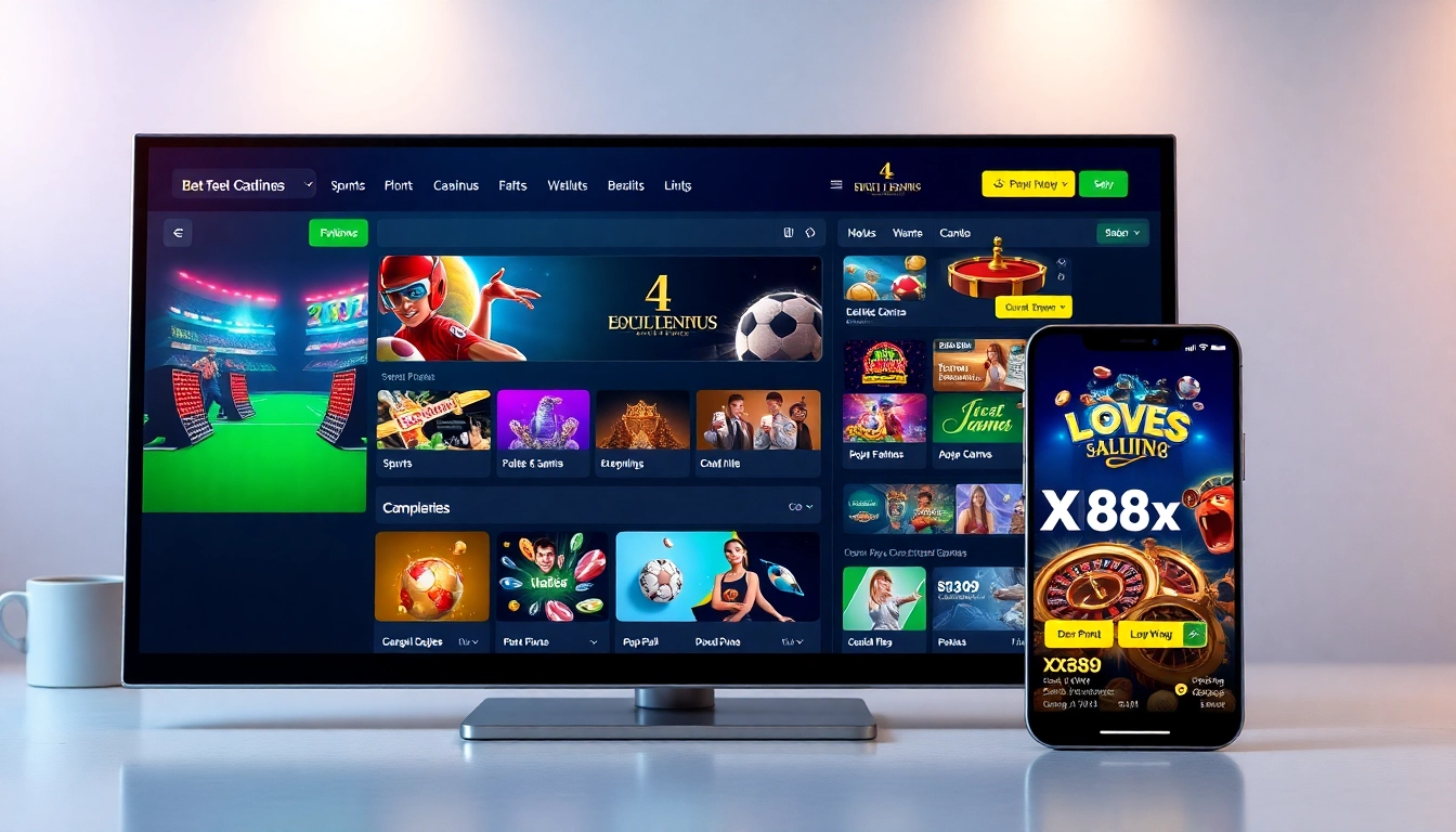 Dynamic online gambling interface showcasing xx88 link promotions and games.