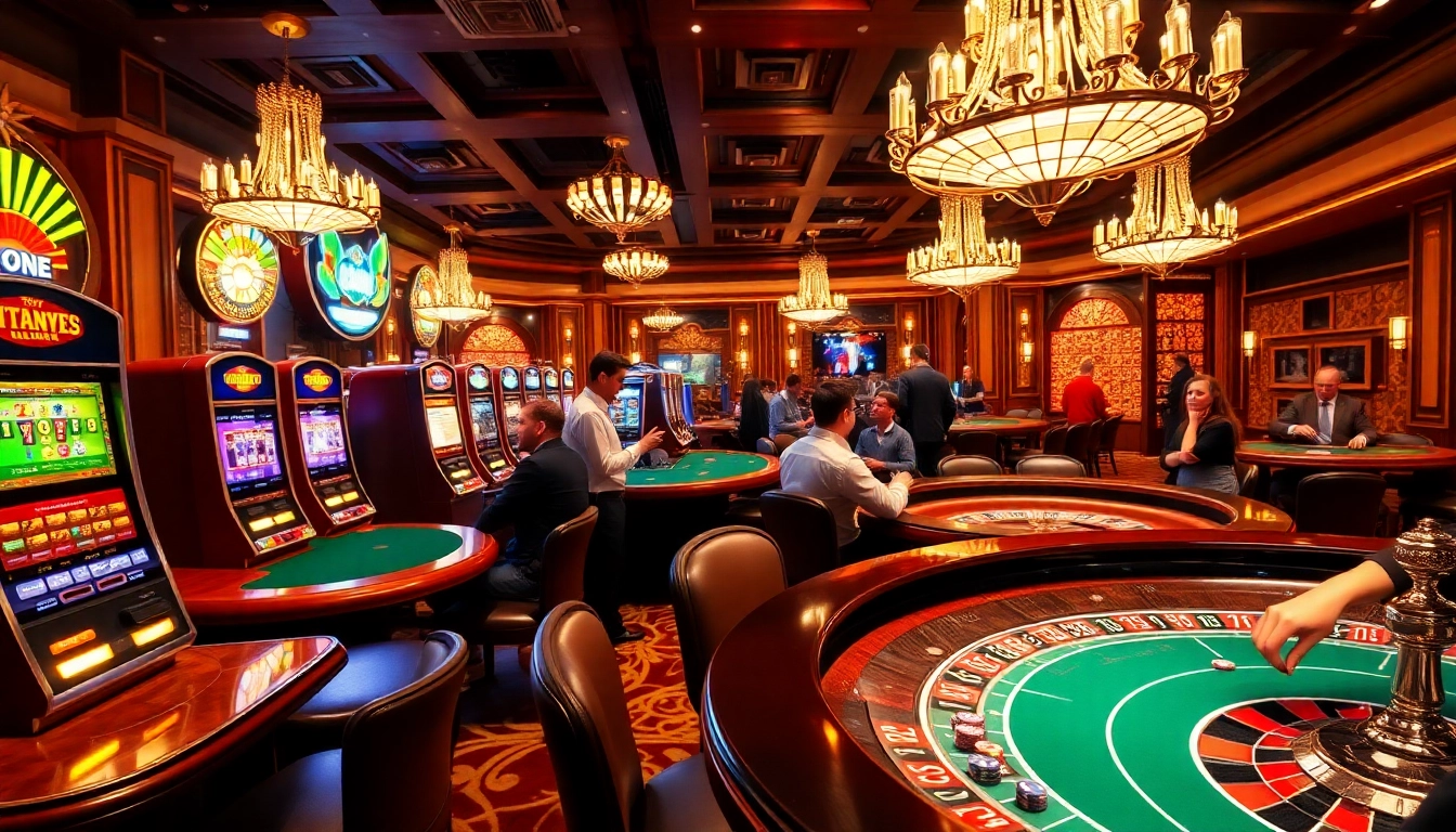 Players engaging in high stakes games at 1haywin.us.com, showcasing vibrant casino atmosphere.