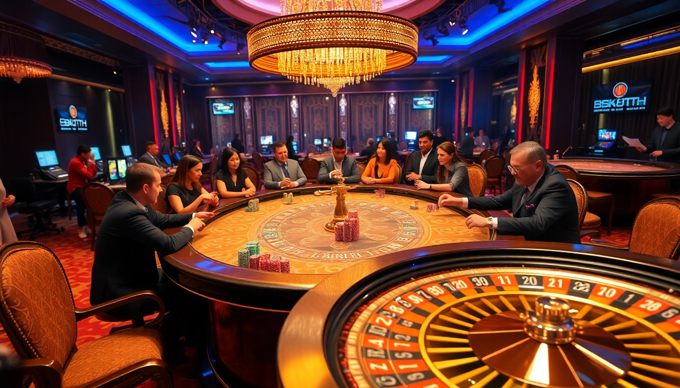 Experience the excitement of gambling with BK8TH in a luxurious casino atmosphere.