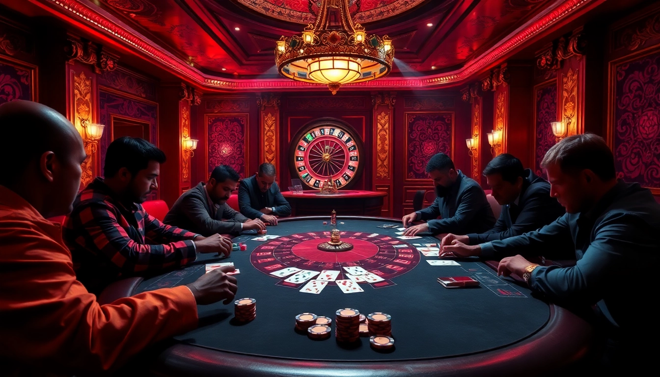Engaging poker game capturing the hidden wiki dark web's allure in a luxurious casino setting.