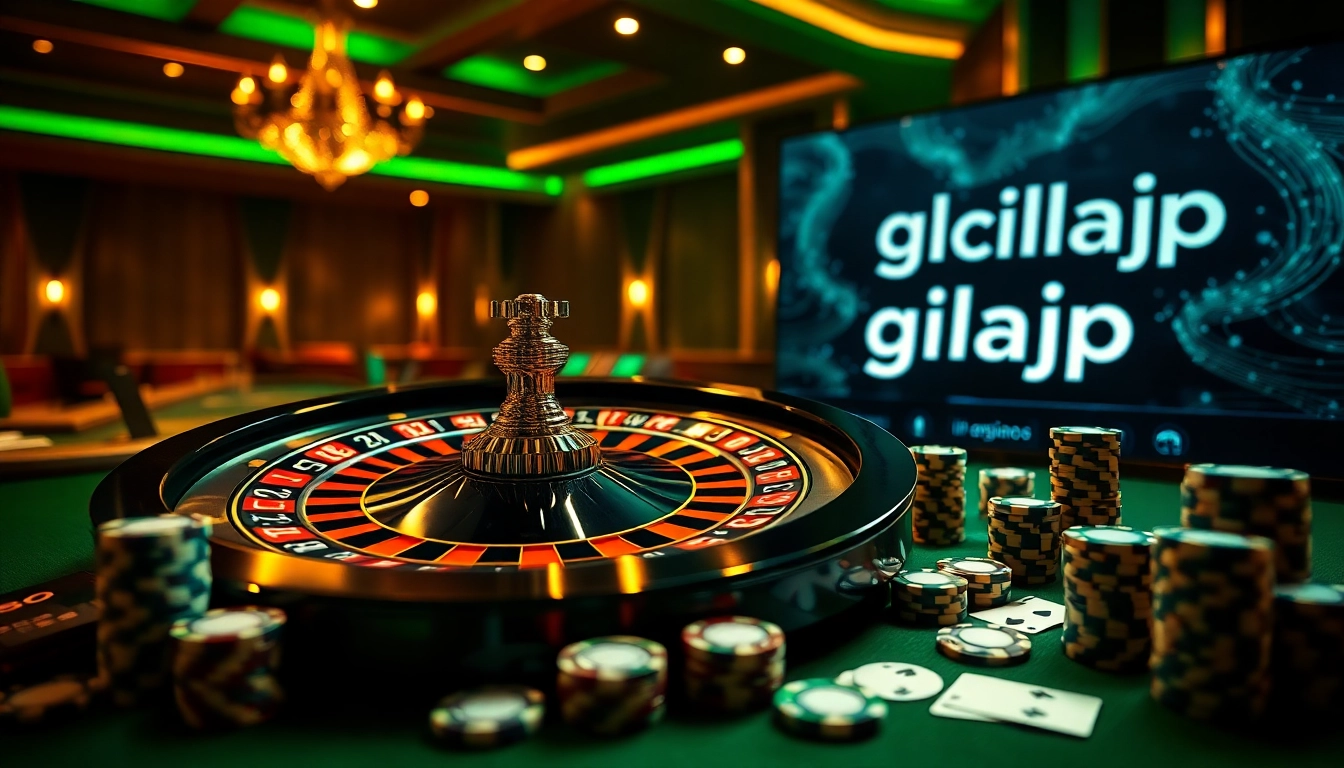 Experience the thrill of gilajp with elegant poker chips and a shining roulette wheel.