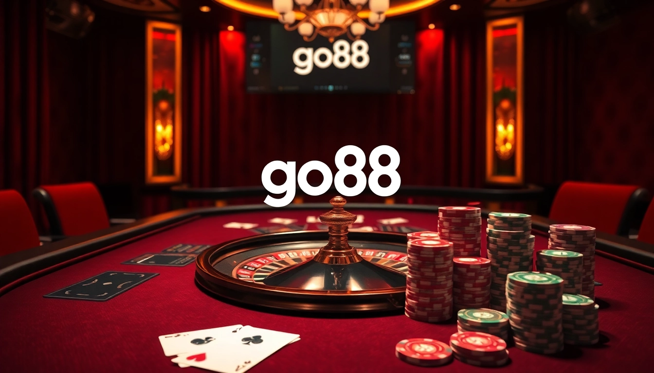 Experience the excitement of live gaming at go88 with a vibrant casino table and professional dealer.