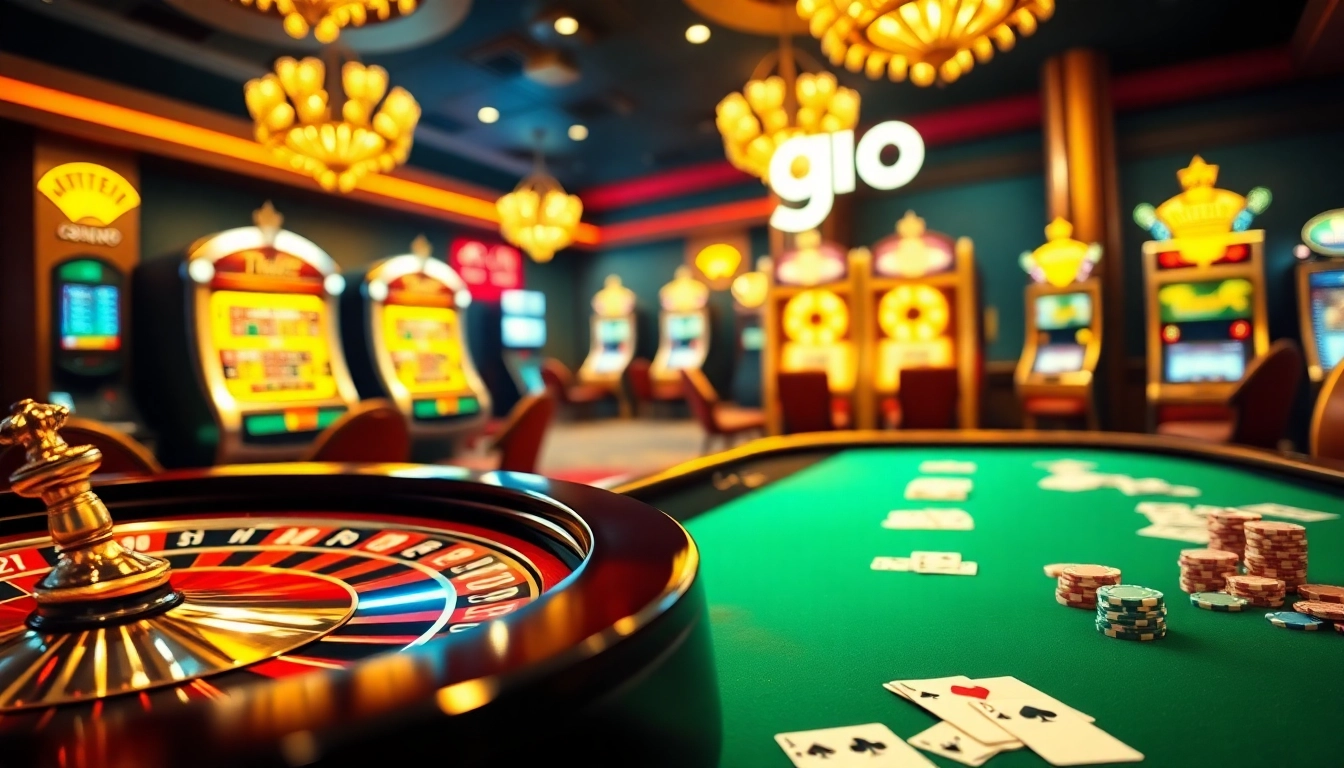 Experience go 88 at a posh casino table showcasing poker chips and cards in a vibrant setting.