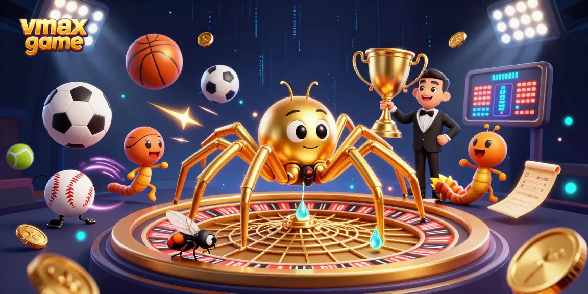 Engage in the vmax game with golden spider and croupier at a vivid roulette scene.