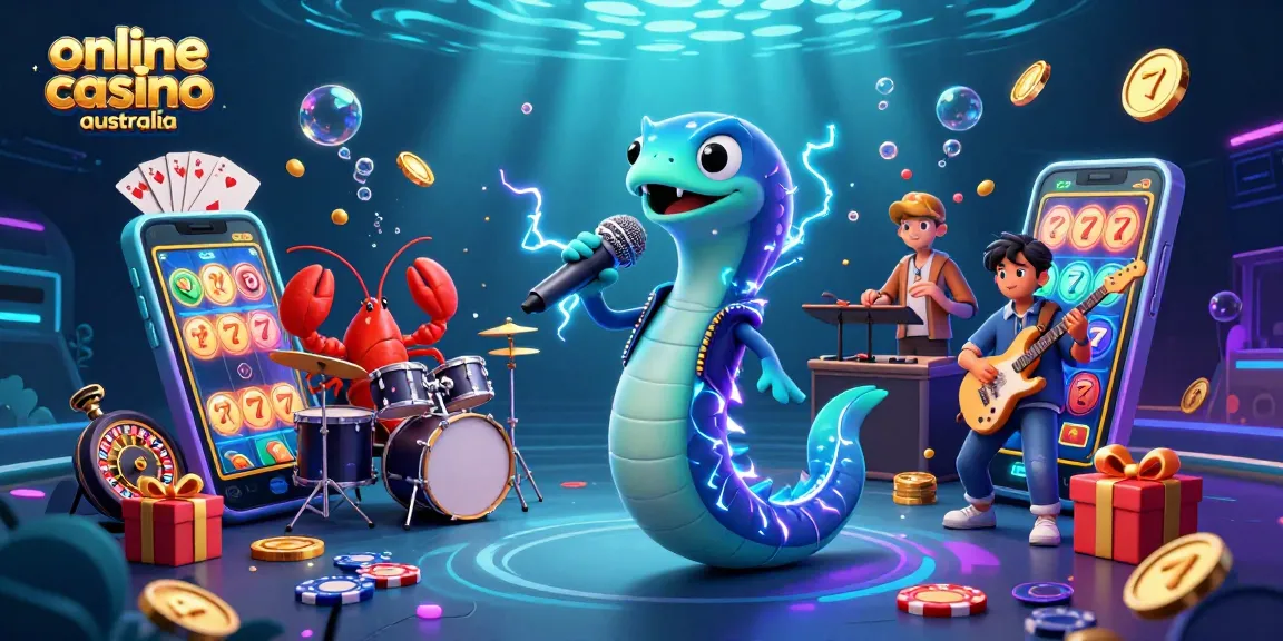 Experience exciting gameplay at an online casino Australia with an electric eel DJ and vibrant game elements.